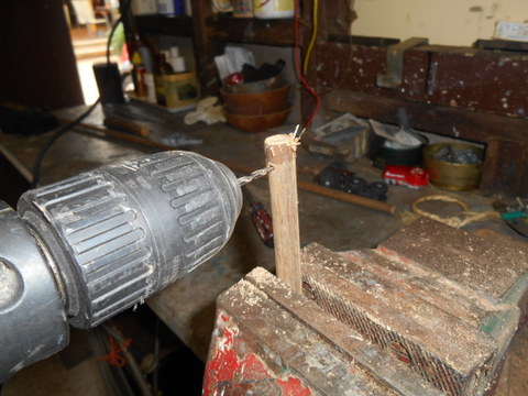 Drilling the dowel