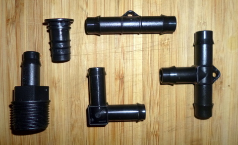 A selection of 13mm irrigation fitting that work with leaky hose