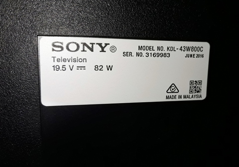 Energy use label on the back of our TV