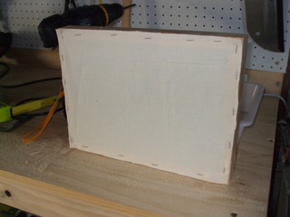 The Calico stapled onto a frame