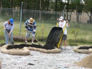 Putting in the growing medium Putting in the growing medium