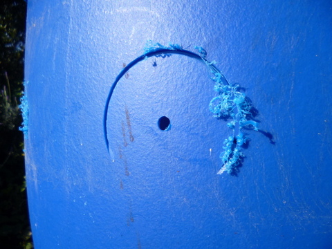 The hole partially drilled