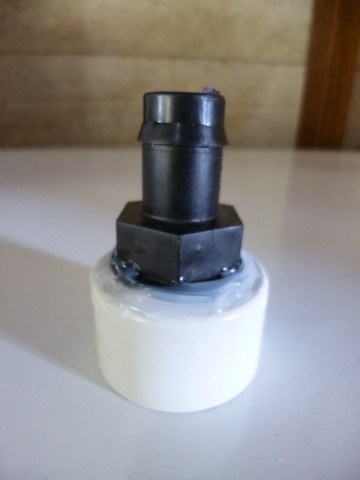 My cap with the barbed fitting siliconed on