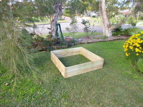 The bed frame in place