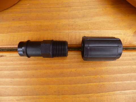 Barbed and threaded coupling (L) Female to female coupling (R)