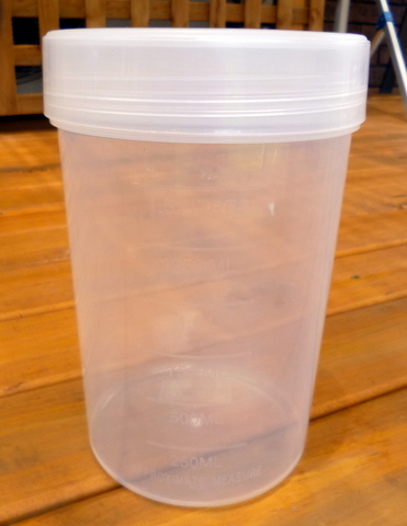 The plastic container I'm using as a reservoir