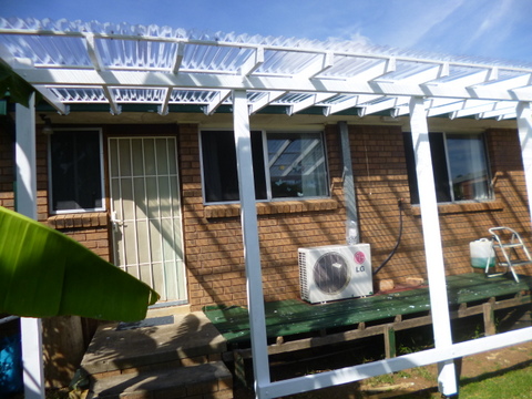 Uprights, rafters and roof on