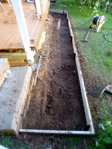 Dug out, with timber edging installed