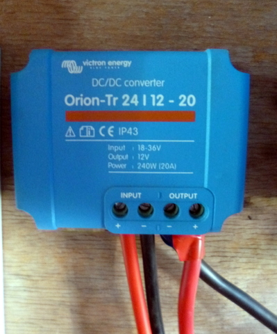The 24v to 12v Converter Wired Up