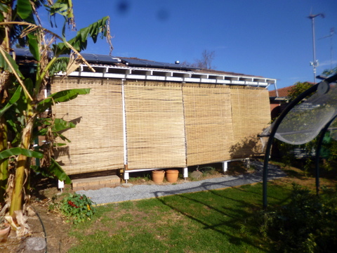 Bamboo blinds in place