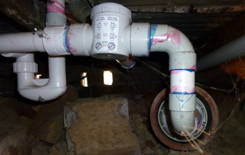 A bit convoluted, but that's how the shower water gets to the banana circle!