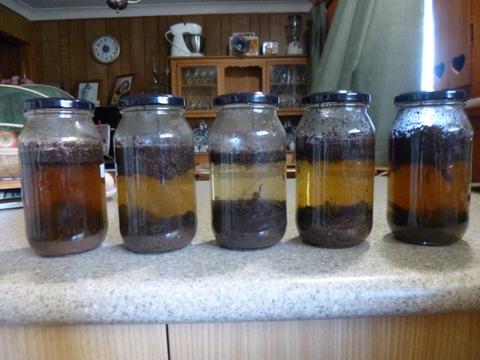 Glass jar test for soil composition 