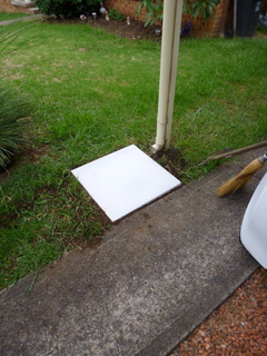 The concrete base in place