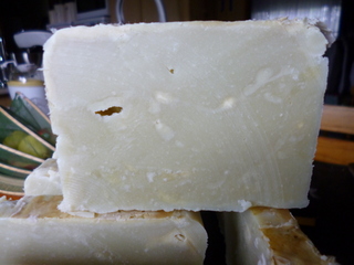 The finished soap after cutting 