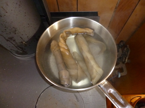 In the water and starting to cook