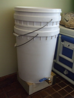 A home made Bokashi bucket helps compost food waste