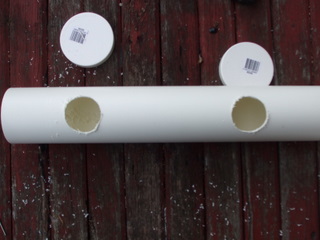 Pilot holes drilled and hole saw used  Pilot holes drilled and hole saw used