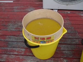 Sieve fitted into the bucket