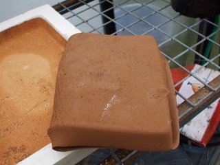 Dried but still soft clay removed from bat