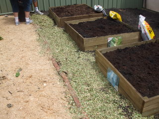 Beds complete and swale filled in