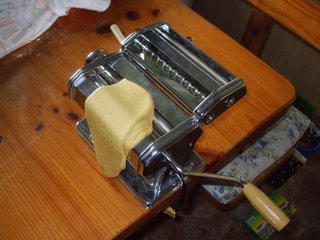 Dough rolled out and, the machine! Dough rolled out and, the machine!
